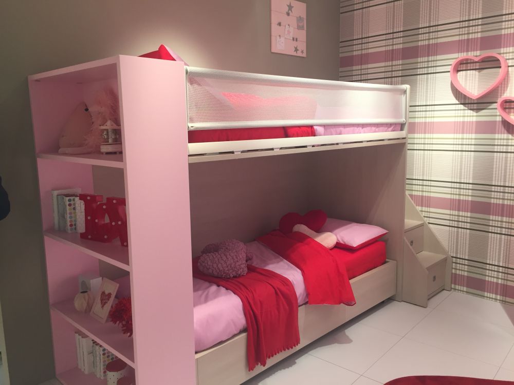 Pink themed Little Girl Bunk Beds