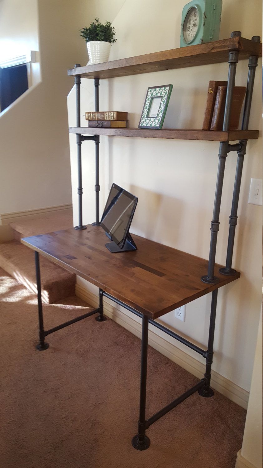 Pipe desk with shelves