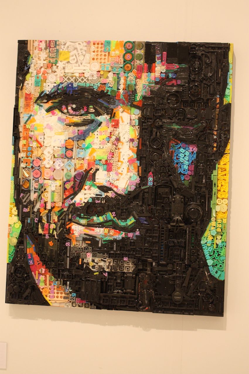 Portraits are making a come-back as a home design trend in 2016 , especially when they're made from unique materials like found plastics.