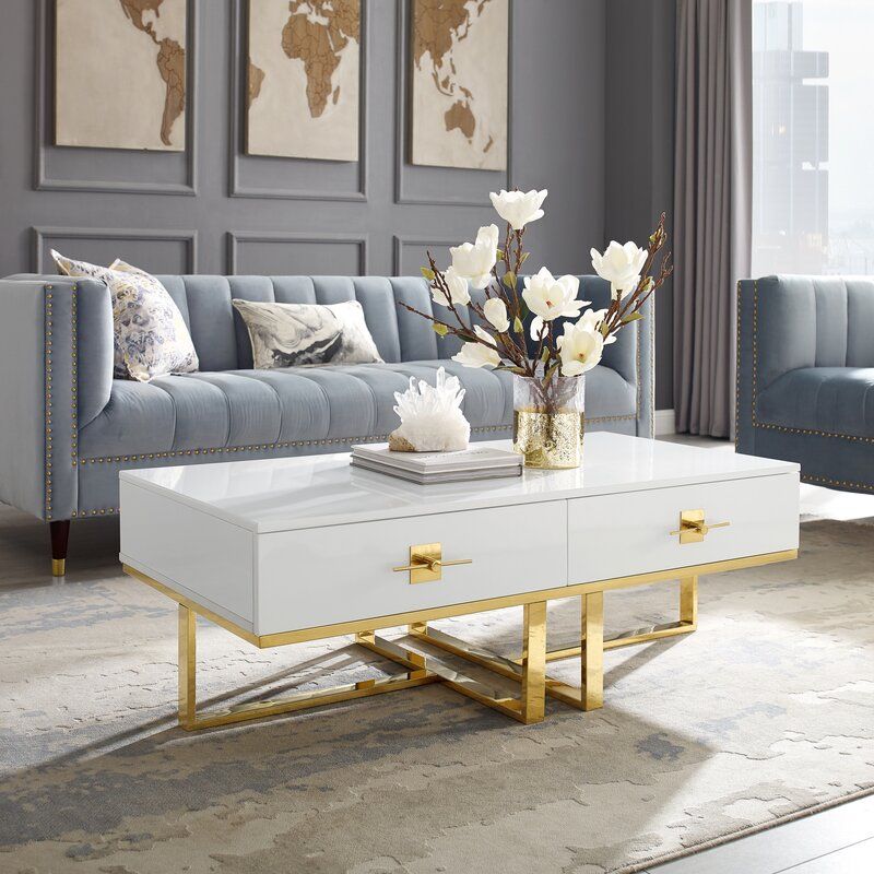 Plumeria Cross Leg Coffee Table with Storage