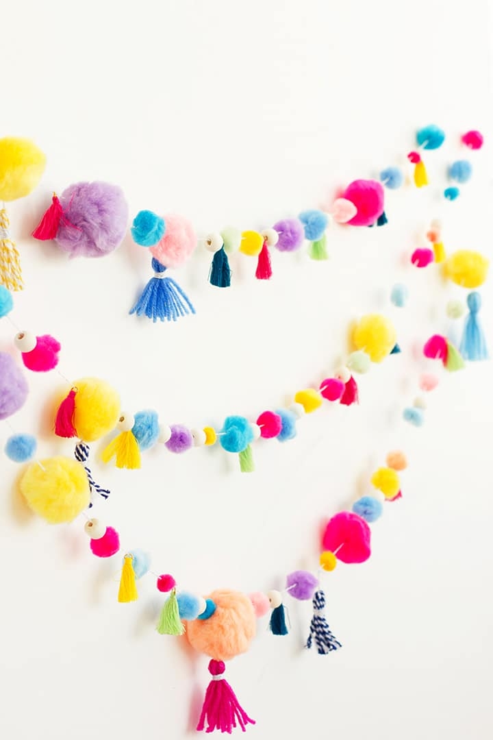 DIY Pom-Pom Tassel Garland for a Birthday Party