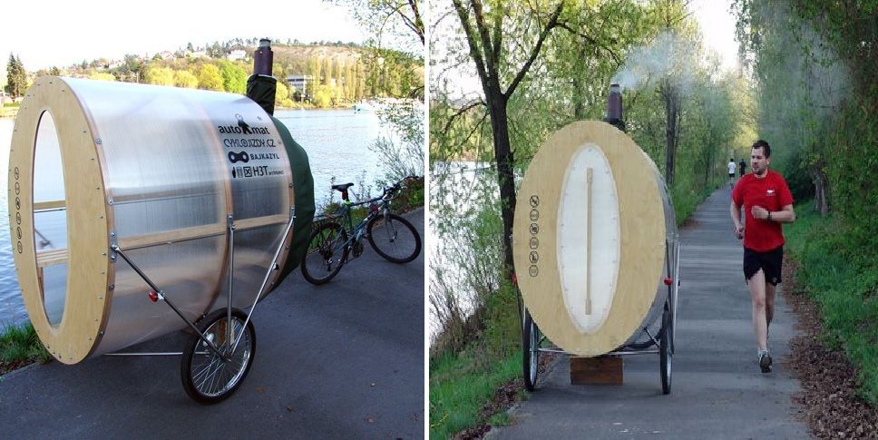 Portable sauna on bike