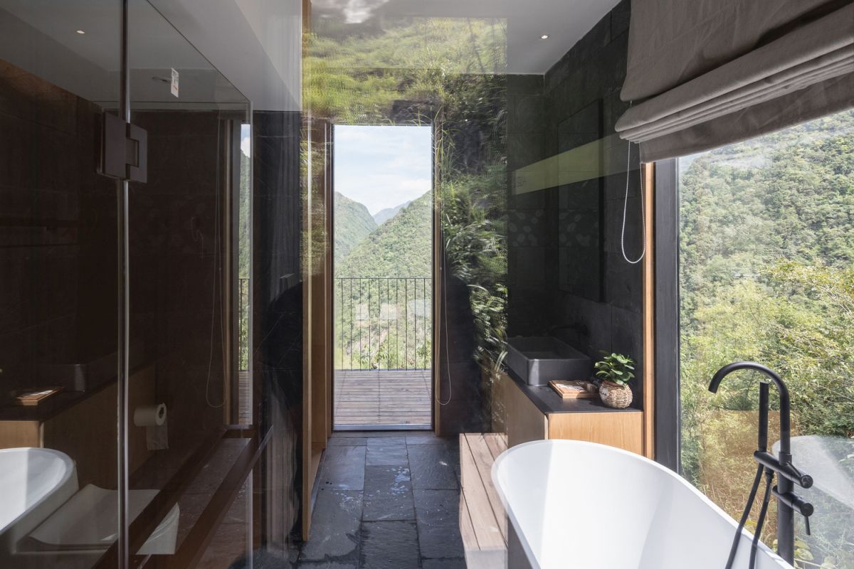 Prefab Woodhouse Hotel by ZJJZ bathroom