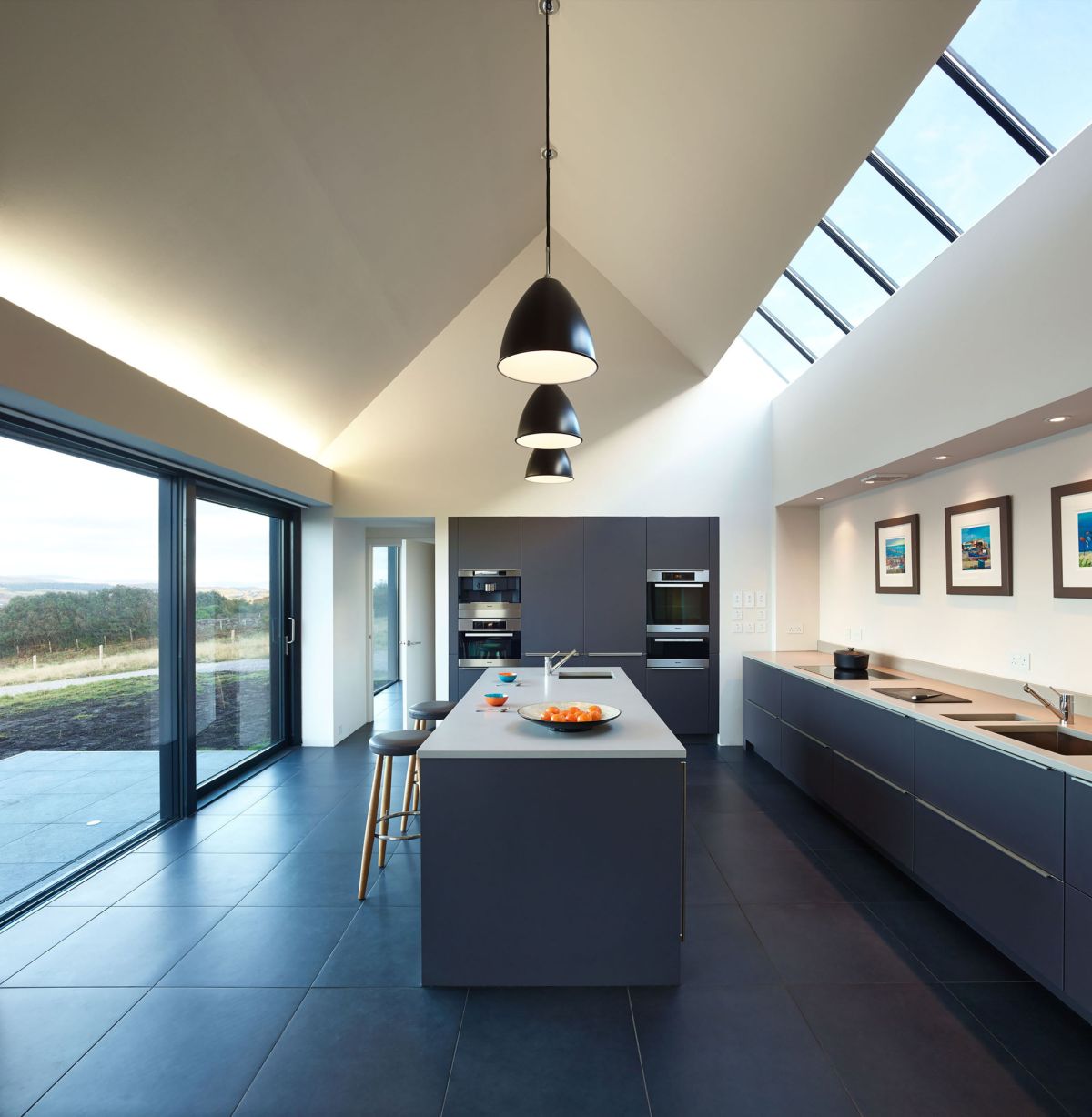 Private residence kithen with skylight ceiling