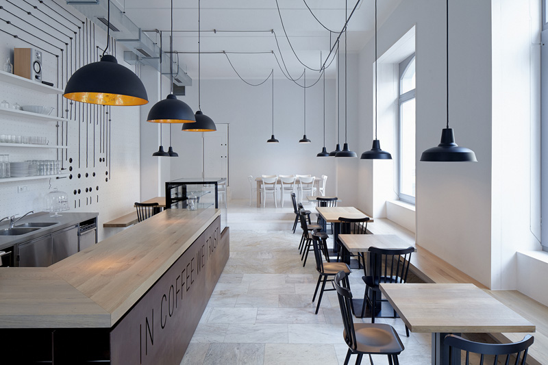 Proti Proudu Bistro coffee shop design exposed cables