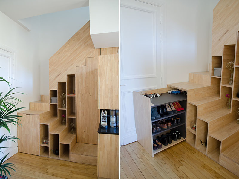Pull out storage under stairs