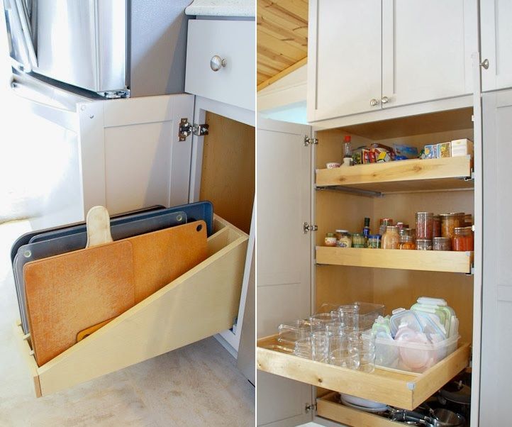 Pull out trays and storage drawers