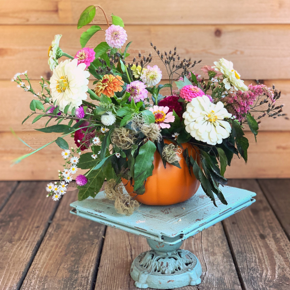 Pumpkins as Flower Containers