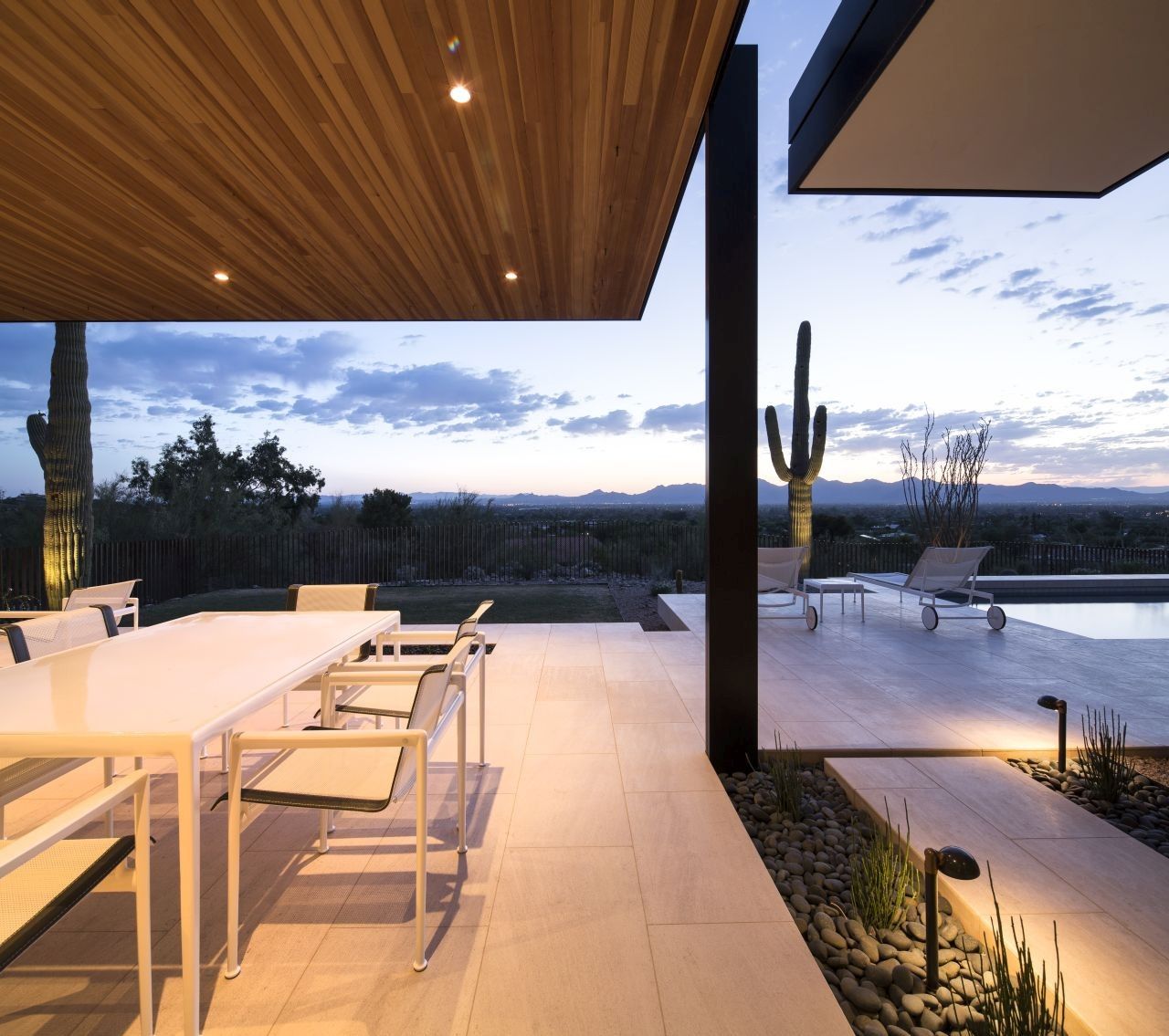 Rammed Earth Modern project porch night