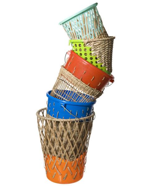 Rattan Bow Bins from rattan and plastic