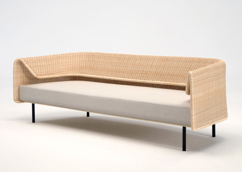 Rattan curved sofa from Japanese designer Hiroomi Tahara