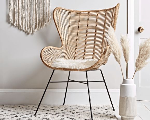 Rattan wing chair design