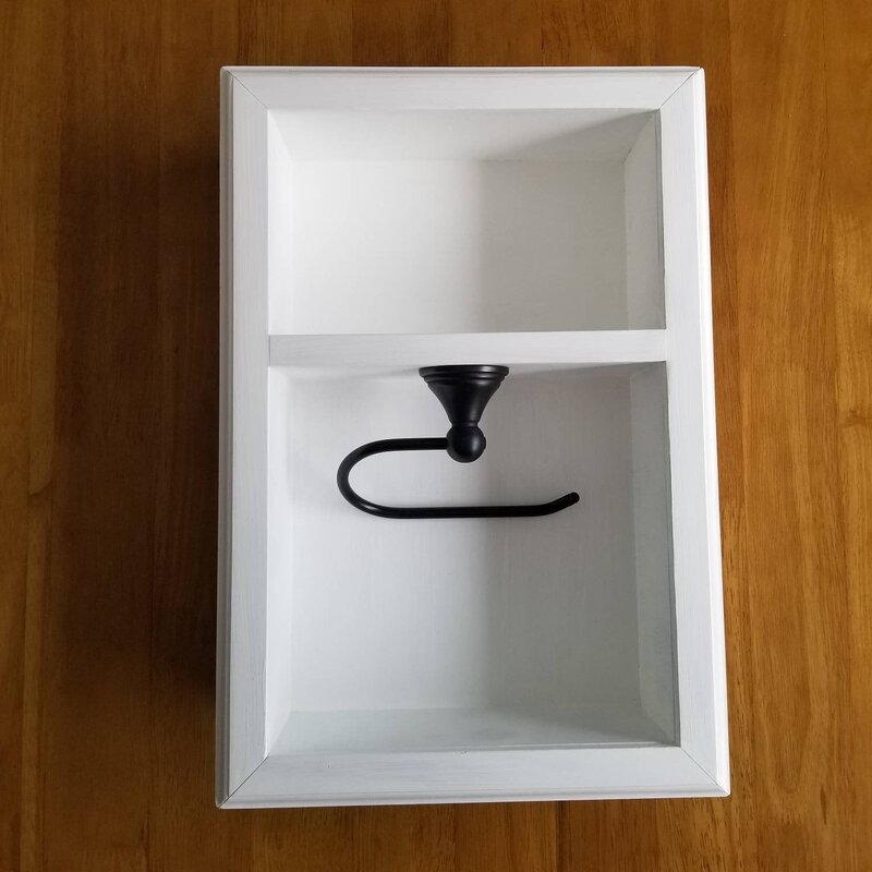 Recessed toilet paper holder with extra storage