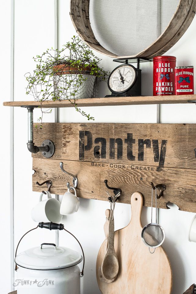 Rustic Shelf and hanger combo for the kitchen