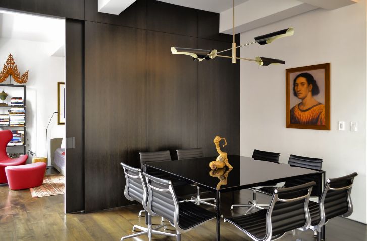 Rectangular black dining table