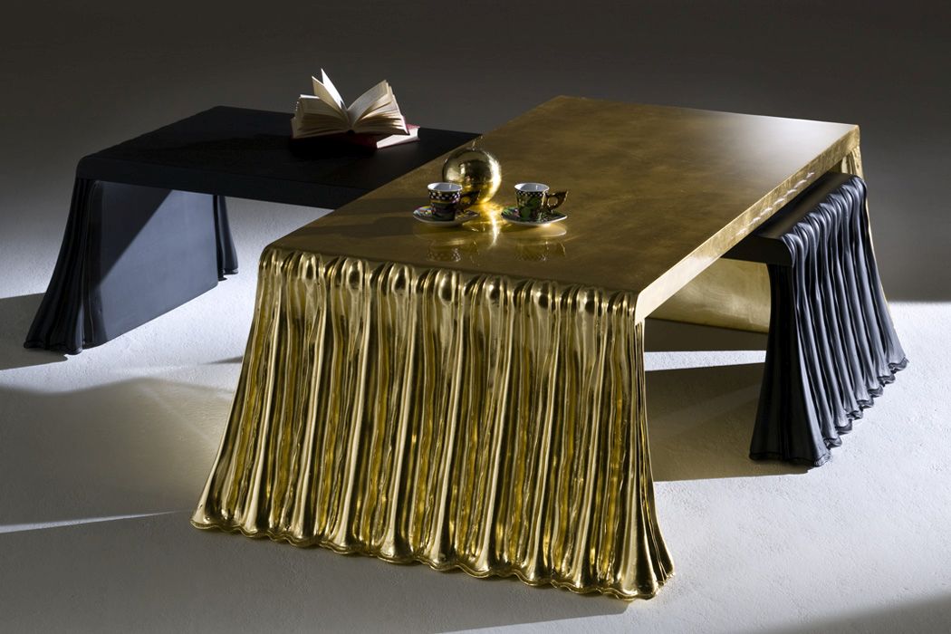 Rectangular gold coffee table design