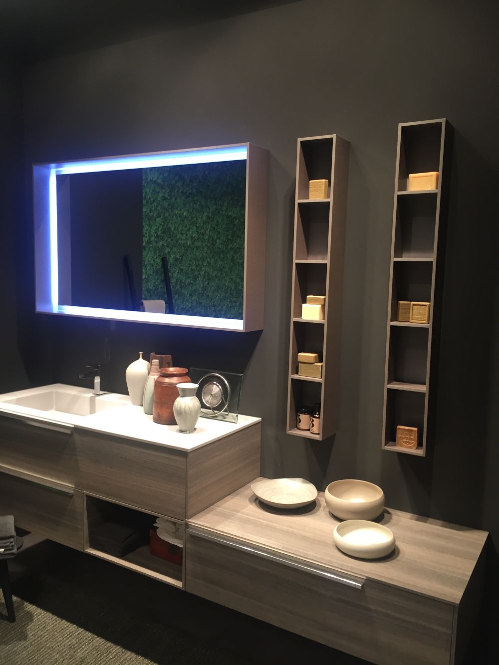 Rectangular mirror with backlit LED