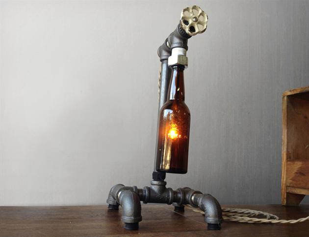 Recycled Glass Bottle Pipe Lamps 2