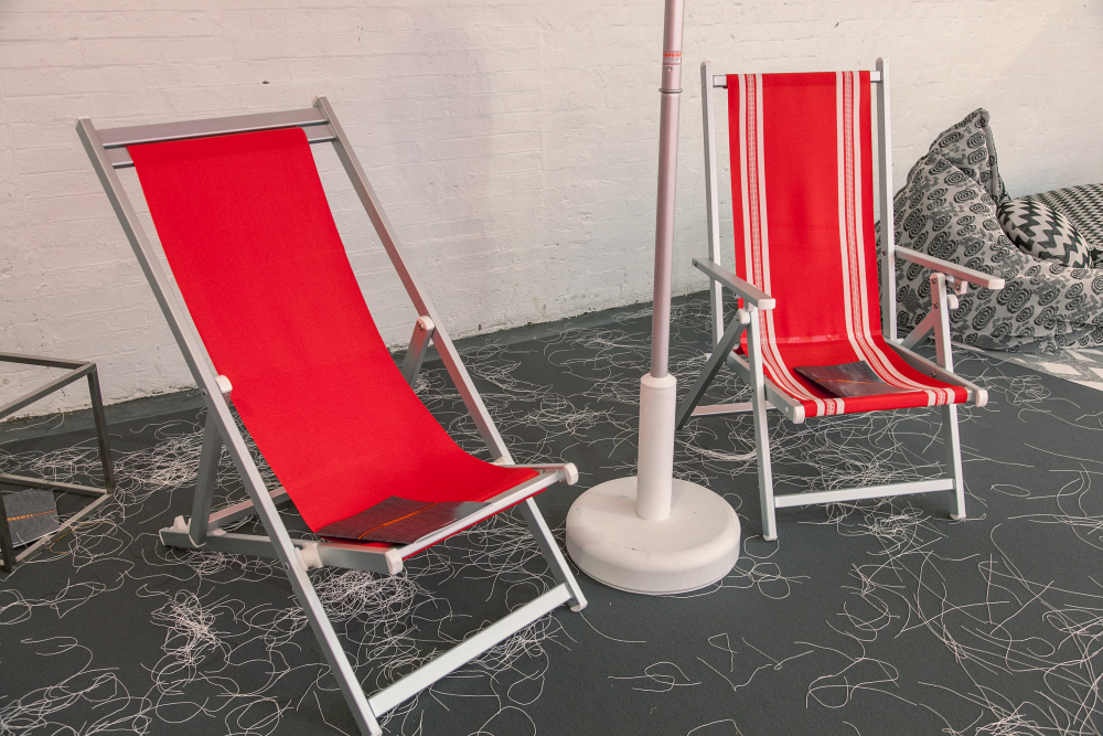 Red lounge chairs
