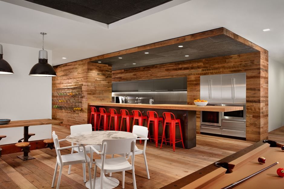 Red tolix chairs for bar kitchen