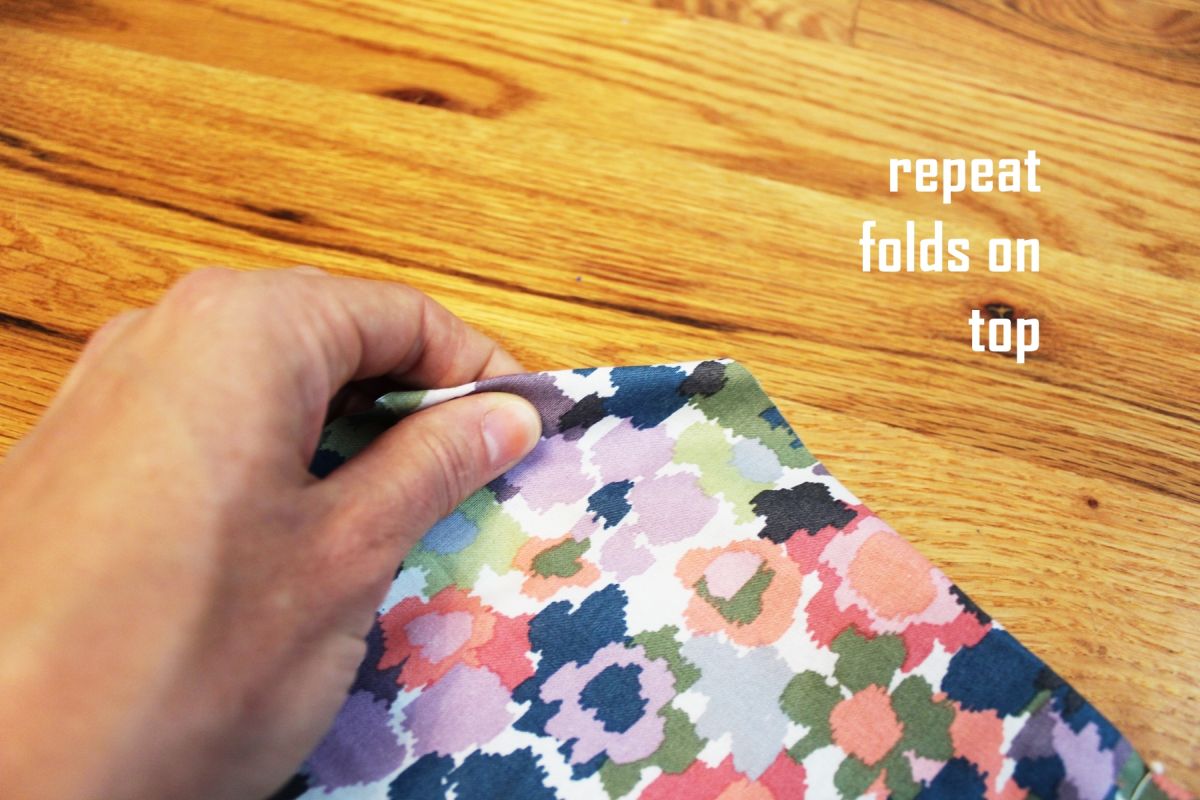 Repeat the process only with folding under on the top fabric 