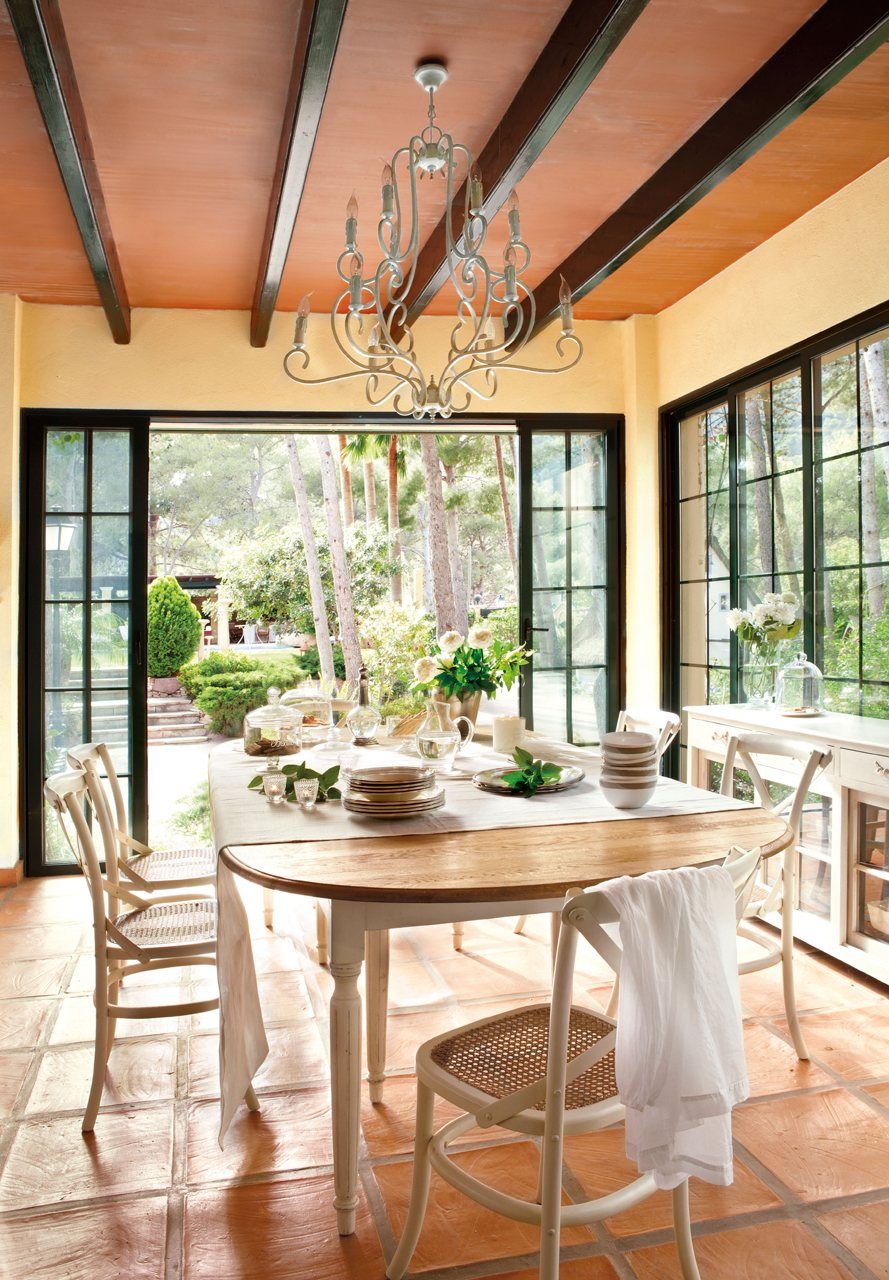 Repositioning the dining table brick floor 1