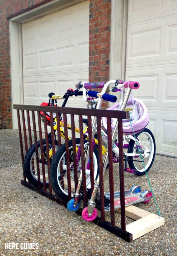 Repurposed rail bike rack