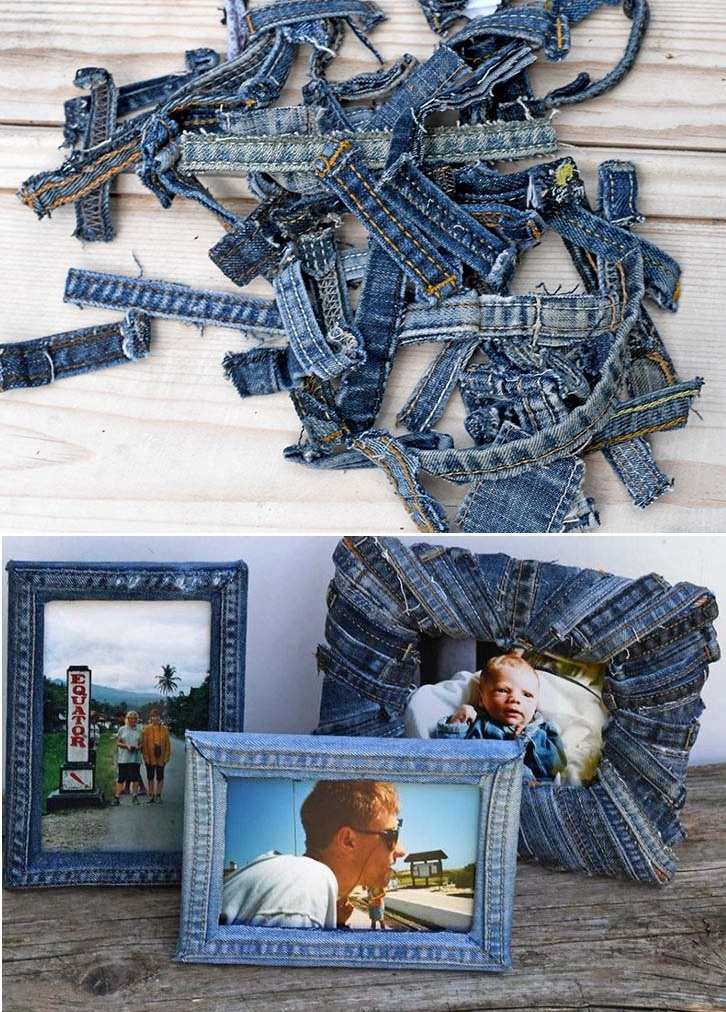 Repurposing old jeans into frame
