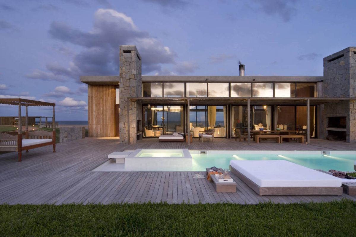 Residence with large patio deck around pool