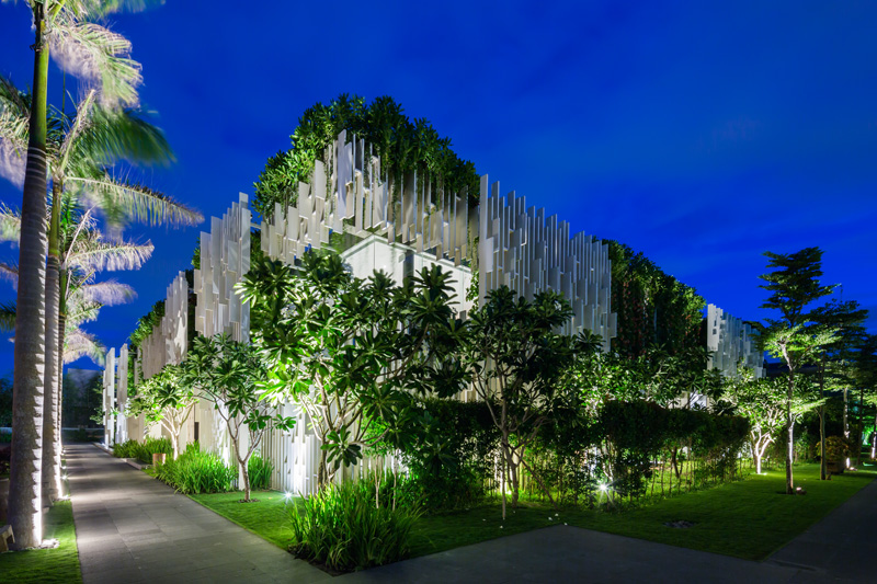 Resort Spa Covered with Plants night