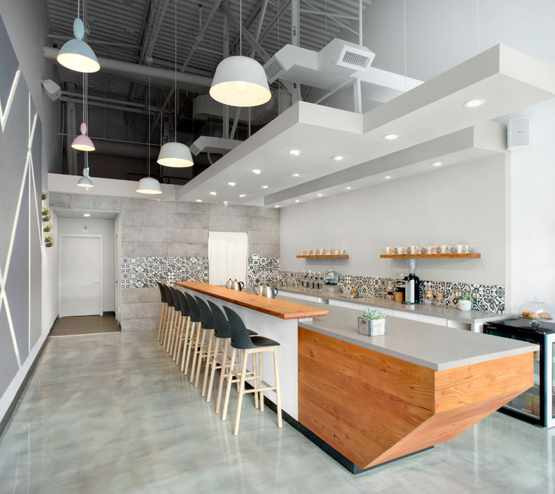 Restaurant with concrete flooring