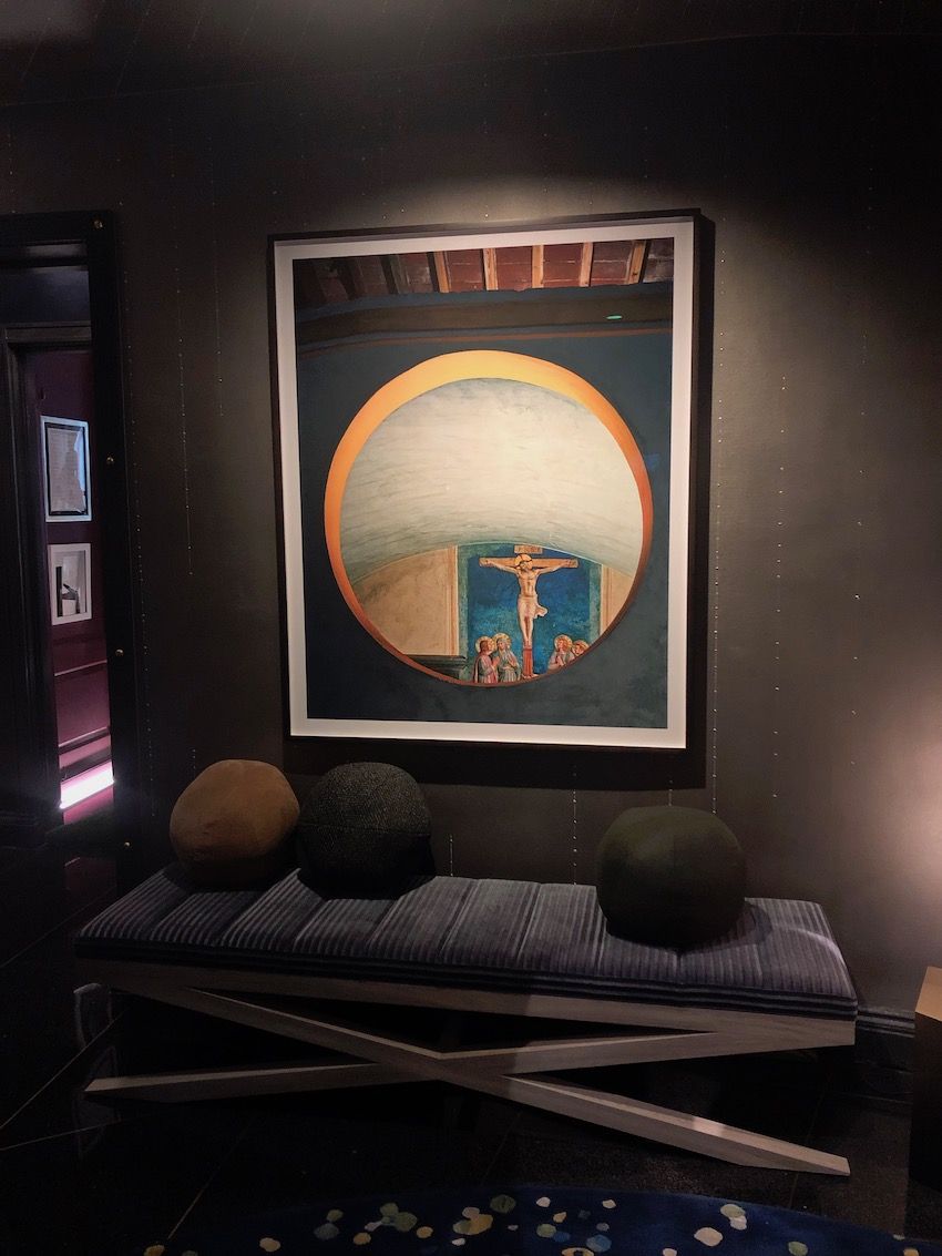 Richard Rabel entry bench and wall art
