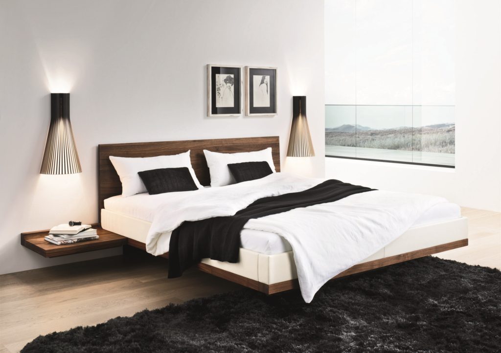 Riletto solid wood platform floating bed