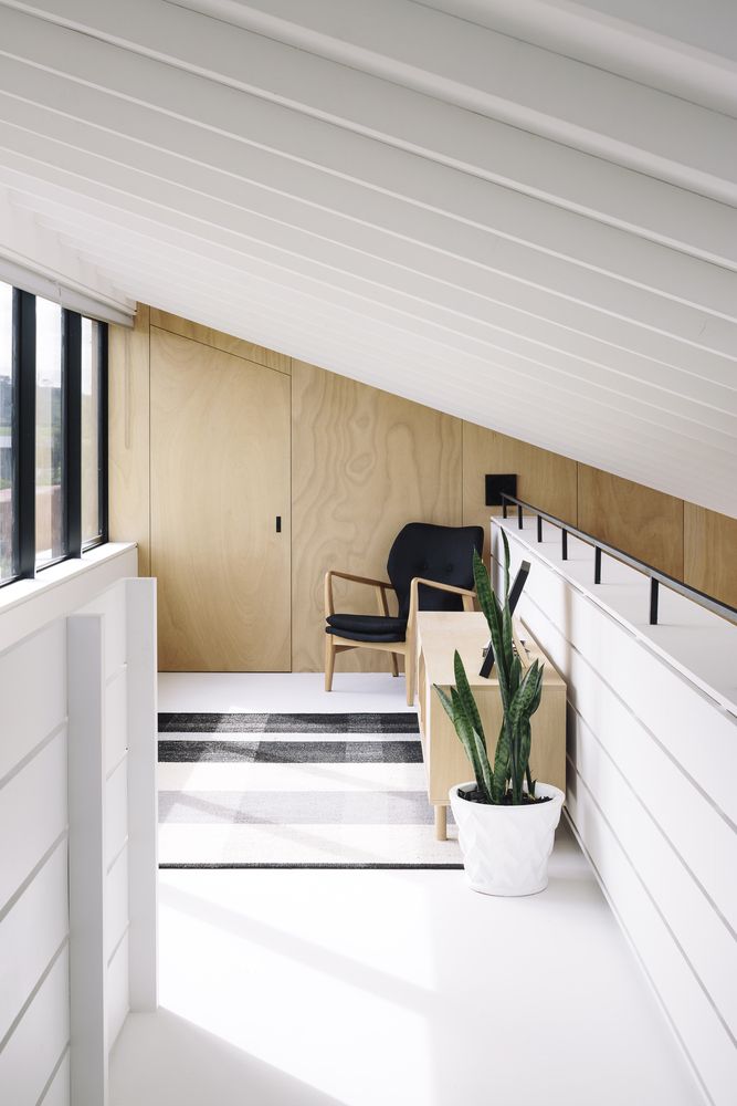 River Retreat House with plywood interior - Edwards White Architects - wall