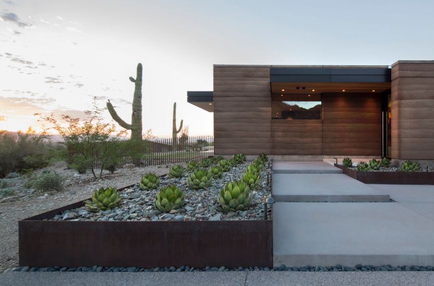 River rocks and corten steel