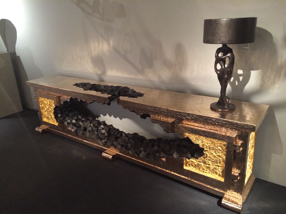 Limited Edition Robber Baron Buffet, 2013, is made of polished and patinated bronze, with 24K gilding.