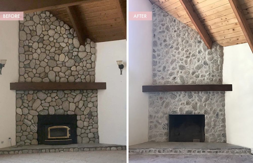 Rocks fireplace makeover