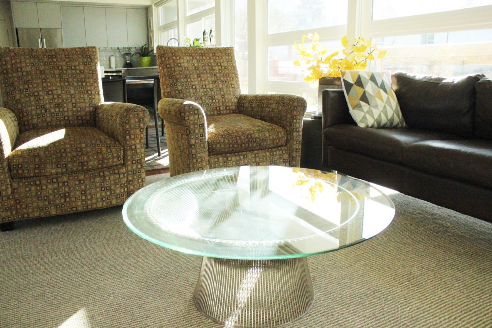 Round glass coffee table