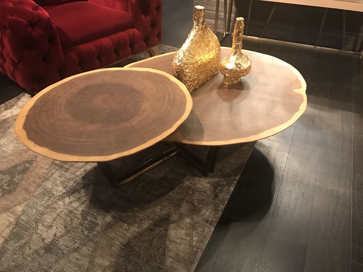 Round live edge coffee table set