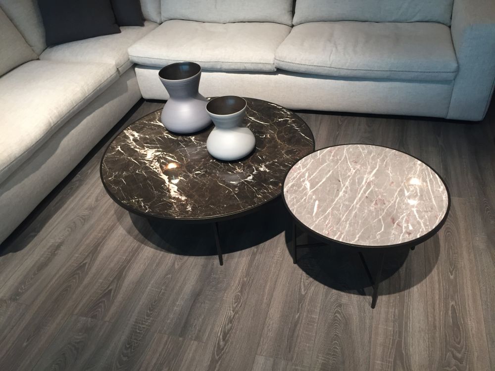 Round living room nesting tables with marble on top