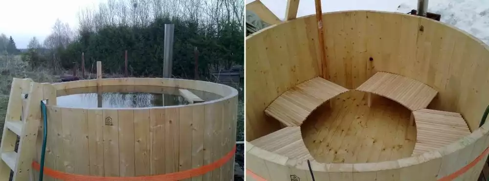 Round wooden hot tub DIY