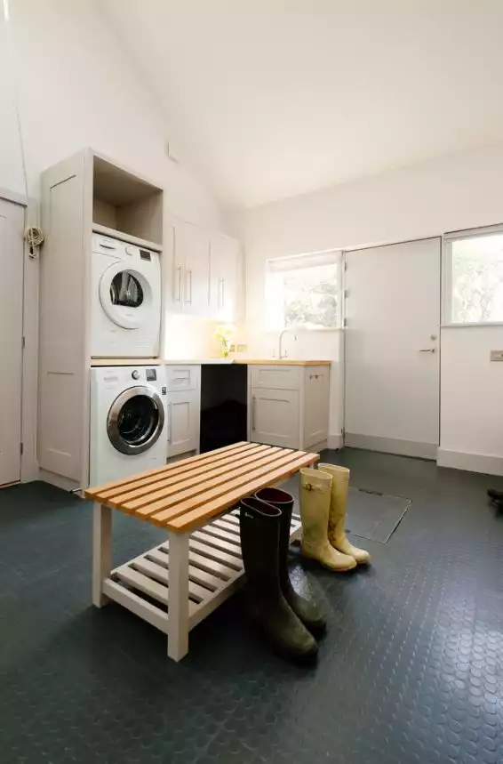 Rubber flooring is great for high traffic areas like mudrooms.