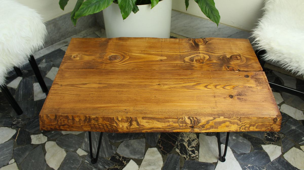 Rustic Coffee Table With Hairpin Legs