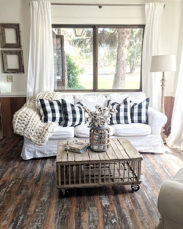 Rustic farmhouse living room with minimal decor