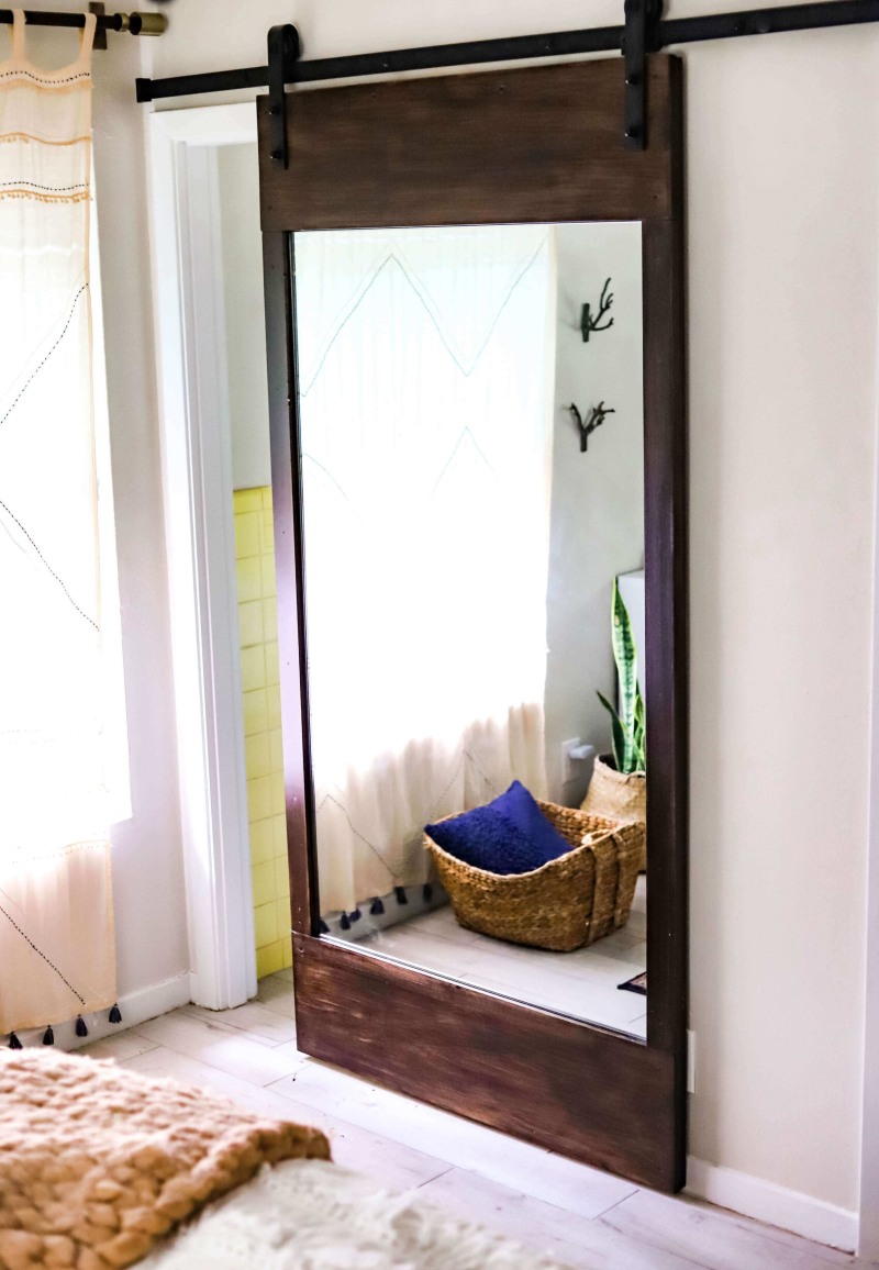 Rustic Sliding Barn Door Full Length Mirror