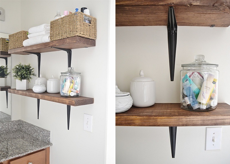 Floating rustic bathroom shelves