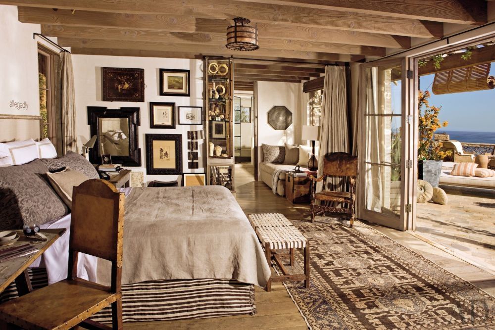 Rustic bedroom wooden bench end bed