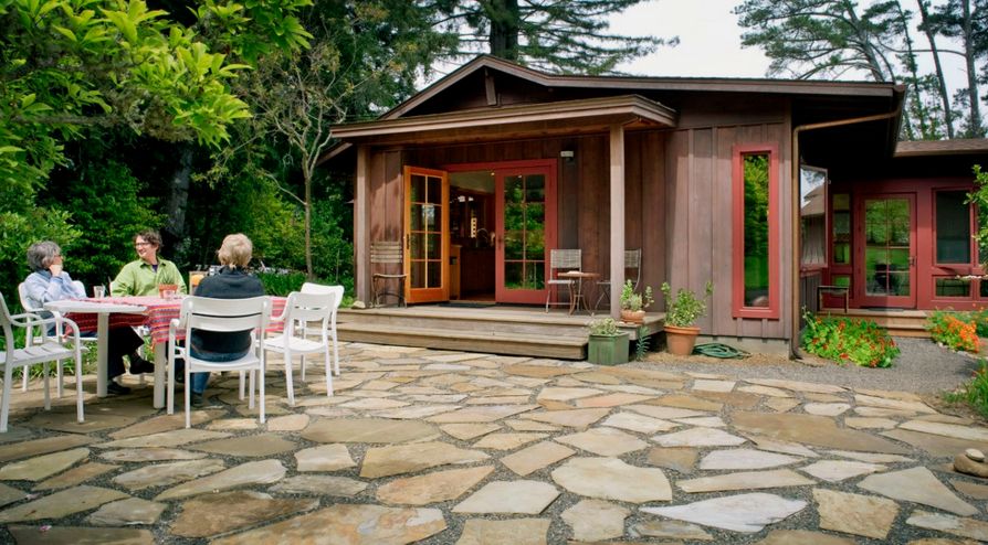 A flagstone patio is a really great option if you're aiming for a rustic landscape