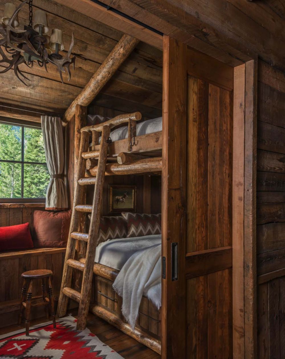 Rustic mountain residence in in Teton Valley Wyoming bunk beds
