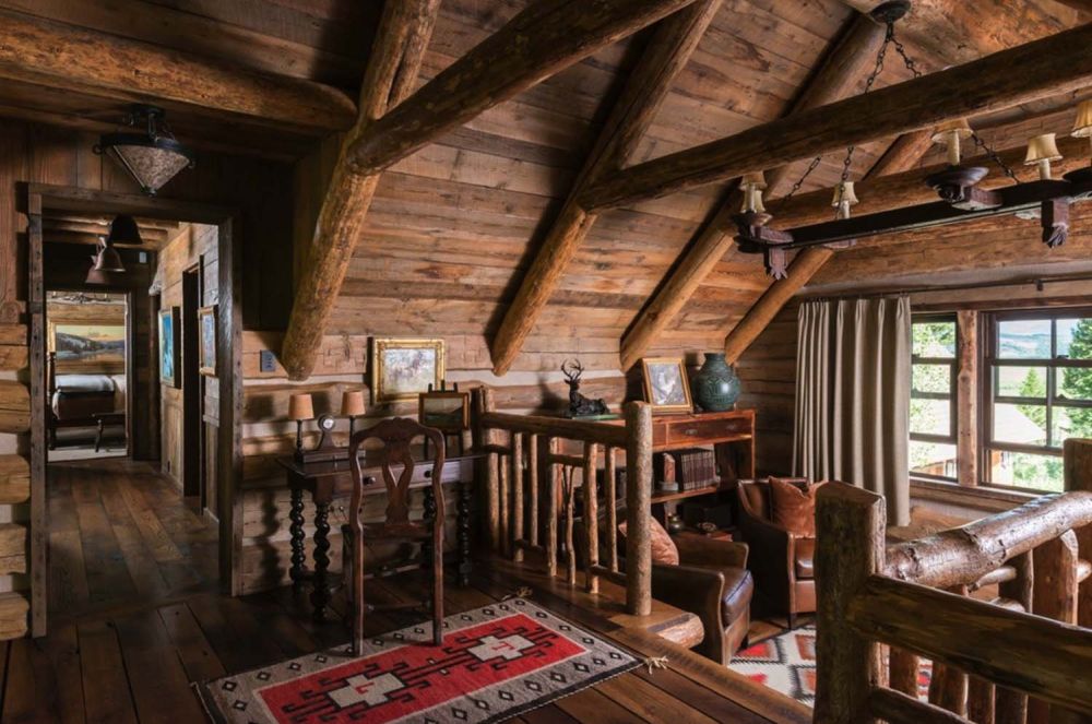 Rustic mountain residence in in Teton Valley Wyoming elevated floor